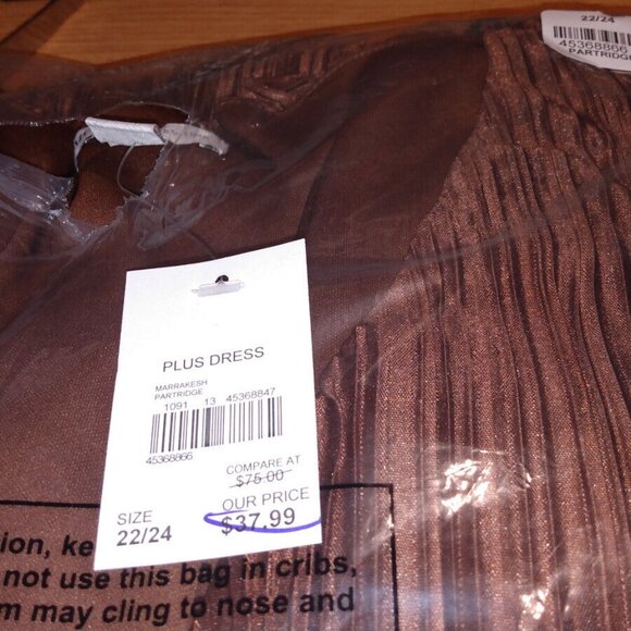 CATO Plus Size 22/24 Pleated Tie Waist Dress PARTRIDGE - Picture 3 of 6